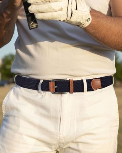 Image of CHAOREN Mens Stretch Belt - 1 3 /8 inch Elastic Braided Golf Belt for Men - Stretchy Web Fit Summer Casual Jeans