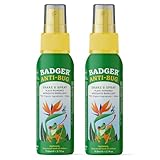 Badger Bug Spray, 3-Hour DEET-Free Mosquito Repellent, Family Friendly, Citronella & Organic Essential Oils, Natural & Vegan Insect Repellent Spray for Travel, 2.7 fl oz Aluminum Bottle, 2-Pack