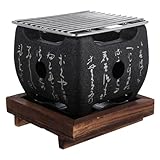 TOGEVAL Japanischer Holzkohlegrill Klein Multifunktionales Bbq Rack mit Holzsockel Rutschfest...