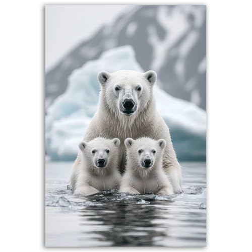 Hexoa Tableau Famille Ours Polaire - Made in France - 40x60