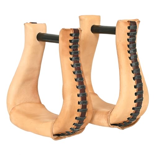 HILASON Western Saddle Bell Oil Leather Horse Stirrups Neck 3-Inch | Trail Riding Laced