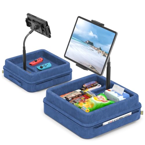 KDD Uchwyt na poduszkę do tabletu – regulowany 360° stojak na poduszkę na kolano, łóżko i biurko, miękka podkładka na tablet typu gęsia szyja, stacja dokująca z tacą do przechowywania i kieszenią