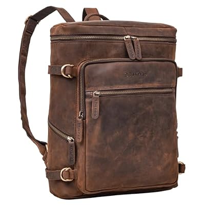STILORD "Alvar" Zaino Business Uomo Pelle con Scomparto per Laptop Fino a 15,6" Zaino da Lavoro Zaino per Laptop in Vera Pelle Colore:zamora - marrone