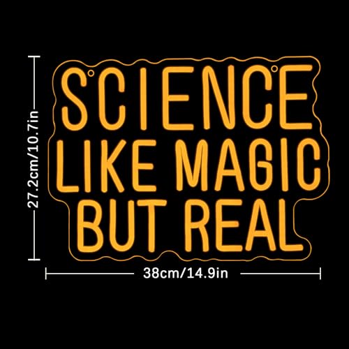 Image of Science Like Magic But Real Neon Sign for Wall Decor Classroom Neon Light Laboratory LED Sign Letter Neon Light Sign for Classroom Science Lab Bar Home shop Decoration