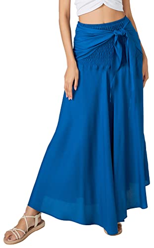 Joob Joob Long Boho Skirts for Women - Bohemian Hippie Maxi Summer Skirt Turquoise Blue