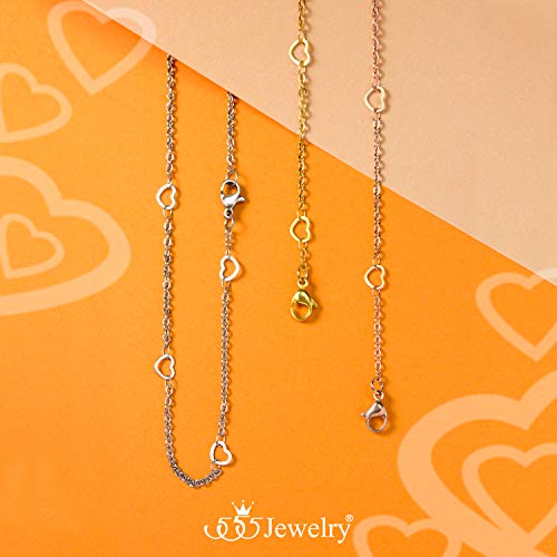 555Jewelry MNCN017A50CM Womens Stainless Steel Chain Link Multiple Hollow Love Heart Shape Section Pendant Single Clasp Lock Jewelry Accessory Ladies Women Adults Necklace thumb #4