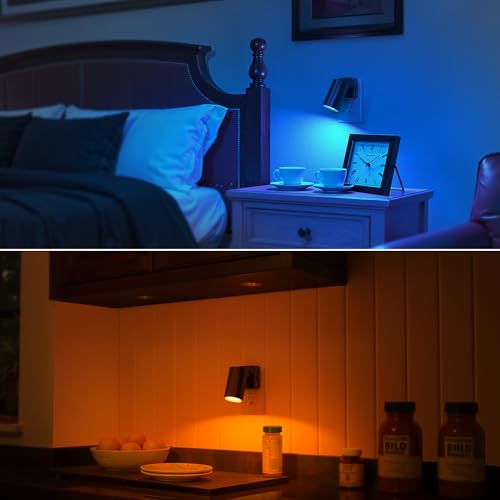 Image of Briignite Night Lights Plug into Wall, 320 Rotation Night Light, RGB Color Changing Nightlight, Spot Light Dimmable Brightness, Dusk to Dawn Nightlight for Bedroom, Spot Light, Kids Room, Stair