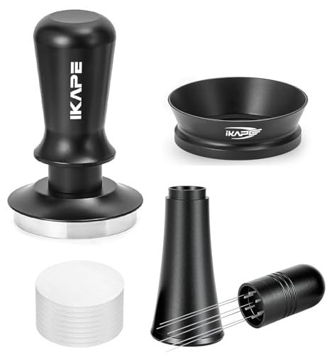 IKAPE 45.5mm Espresso Tamper, Premium Barista Coffee Tamper Compatable with Flair Pro and Pro 2 Espresso Makers, 100% Flat Stainless Steel Calibrated Spring Loaded Tamper for Espresso Machine