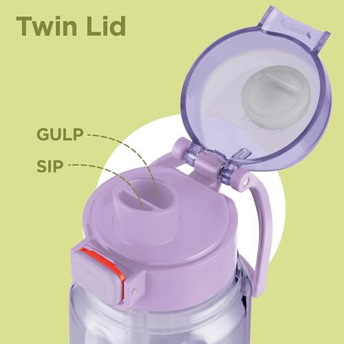 Image of MILTON Aston 1000 BPA & BPS-Free Water Bottle 1 ltr | Food-Grade Plastic | One-Click Open | Leak-Proof | Sip & Gulp Lid I Ideal for Office, School, College, Gym, Purple