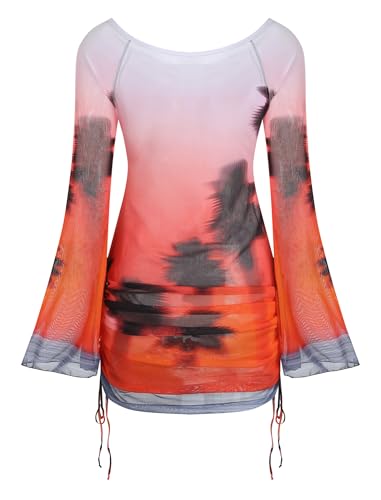 Image of ZAFUL Womens Swimsuit Cover Up Dress Off Shoulder Hollow Coverup Bathing Suit Mesh Swim Beach Dress