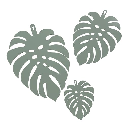 UNUS Monstera Wandaufhänger 3er-Set aus Metall: Tropische Blätter in...