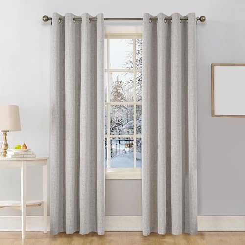 CUCRAF100% Blackout Curtains Off White 72 Inch Drop 2 Panels Soft Texture Sun Blocking Thermal Eyelet Curtains for Bedroom Living Room 46 X 72 Inch