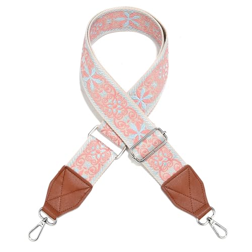 Image of LEMEDE Purse Strap,2 inch Leather End Shoulder Strap Adjustable Replacement,Retro Jacquard Multi-pattern Crossbody Bag Straps