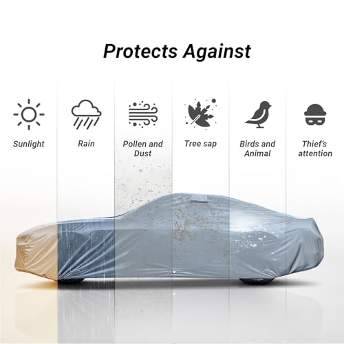 Image of Coverland Custom Car Cover Waterproof All Weather for 1953-1957 Chevy Corvette C1, Weatherproof Car Covers for Automobiles, Rain, Snow, Sun Protection, Full Exterior Covers, Stripe(Gray /Black)