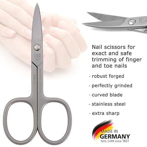 3 Swords Germany - brand quality STAINLESS STEEL INOX CURVED NAIL SCISSORS (1 PIECE) with case for manicure pedicure - nail care by 3 Swords - Made in Germany - Thumbnail 2