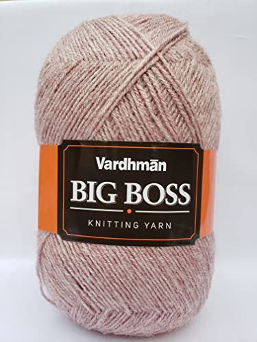 Image of Vardhman BigBoss Knitting Yarn - 200g Ball, 575m, 84% Acrylic + 16% Nylon, 3-Ply DK Weight, Soft & Durable Wool for Knitting, Craft, babywear, blanket, winter wear; threads for crochet hook needle - Boss-34 - Camel Brown