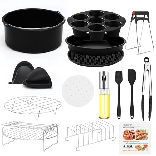 TOIMALDO Accesorios para Freidora Sin Aceite - Juego de 15 Piezas Accesorios Freidora de Aire, Apto para Philips 6.2L COSORI 4.7L Ninja 5,2L etc Air Fryer (20CM)