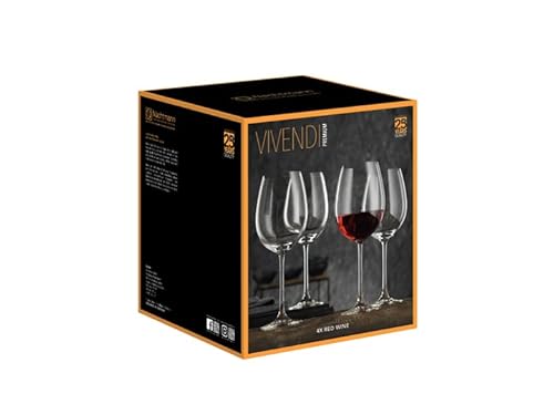 Nachtmann Vivendi Collection, Red Wine Glasses, Set Of 4, Made Of Crystal Glass, Clear, Long Stem, Ideal For Cabernet, Burgundy, Pinot Noir, Bordeaux, Dishwasher Safe #TOP4