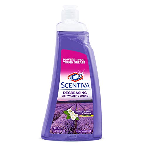 Image of Clorox Scentiva Liquid Dish Soap, Tuscan Lavender and Jasmine Scent - Ultra-Concentrated Dishwashing Liquid That Cuts Through Grease and Food Residue, Bleach-Free, 26 Fl Oz