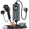 GONEO Chargeur Voiture Électrique Type 2 Portable,Température surveillance,Terre & CA 30mA+CC 6mA Détection.16a monophasé Schuko 3,68kW,Borne Domestique Cable Recharge 5M avec Courant & temps réglable
