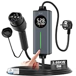 GONEO Typ 2 Ladekabel Schuko 3,68kW 16A 5m | Tragbares EV Ladegerät & Notladekabel 230V für Elektroauto & Plug-in Hybrid | Mit FI-Schutz AC/DC,Temperaturkontrolle & Timer,ideal für Zuhause & unterwegs