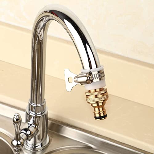 Image of 2-in-1 Universal Tap Connector Set - Brass Quick Release Coupling, Pipe Connector for 3 /4 inch & 1 /2 inch Taps, Universal Faucet Adapter for Garden Hose Pipe Fitting