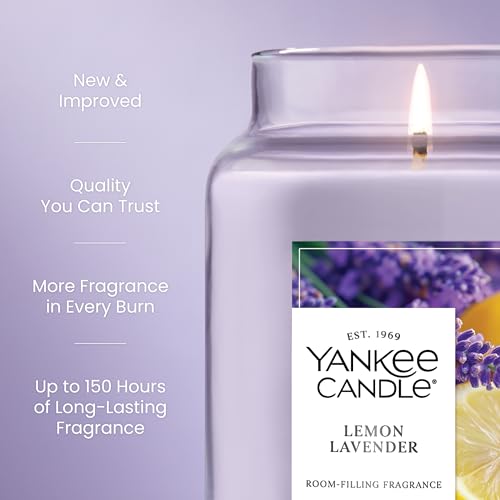 image for Yankee Candle Lemon Lavender, Scented Candle, 22oz Large Jar with up t