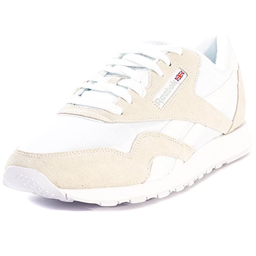 ReebokMen's Classic Nylon Sneaker, White/Light Grey, 10.5