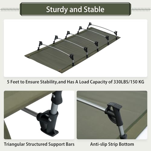TOMOUNT Folding Camping Cot Lightweight Sleeping Cot for Adults Portable Foldable Camping Bed Support Up to 330lbs, Camping Gear for Outdoor Camping, Hiking, Backpacking, Ice Fishing by TOMOUNT - Image 3