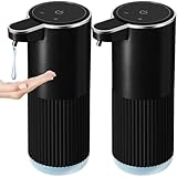 RYTOXILO Automatic Soap Dispenser, 2 Pack Black Touchless Liquid Soap Dispenser for Bathroom, 13.5 Fl Oz Plastic Electric Auto Dish Soap Dispensers Wall Mount for Kithcen with Adjustable Volume