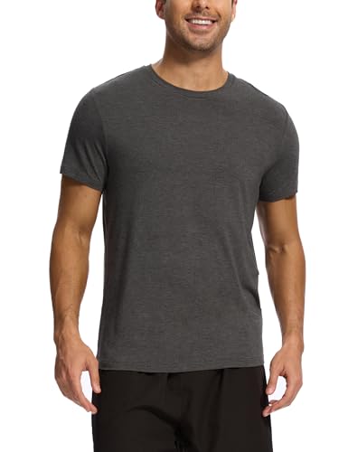 GYS Bamboo-derived Viscose Men's Pajama Tops Summer Short Sleeve Basic Sleep Shirt