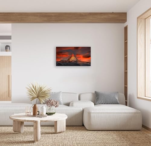 Tableau mural forêt pour raviver un mur blanc salon vide toile paysage rouge