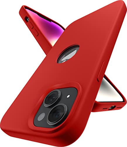 Image of Vaku Luxos Liquid Silicon Logo-Cut for iPhone 14 Plus Cover Case, Soft TPU, Shockproof, Scratch Resistant, 6 Feet Drop Protection, Compatible with iPhone 14 Plus Back Cover - Red