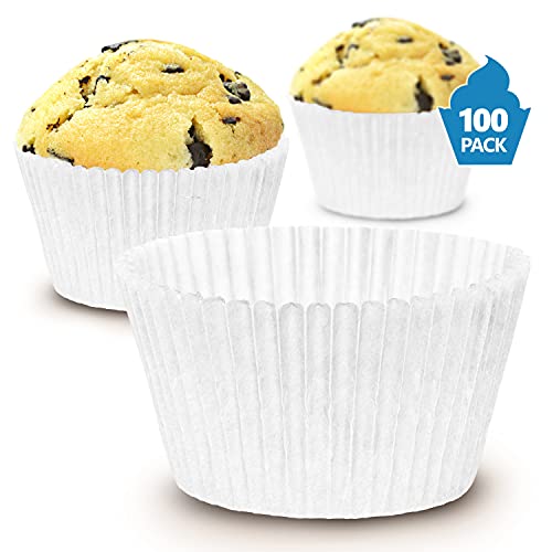 Muffin Liners For Baking - 100Pcs White Thick Jumbo Cupcake Liners Baking Supplies, Extra Large Size Parchment Paper Sheets Cute Cups, Greaseproof Pan Liner Wrappers Kitchen Accessories #TOP5