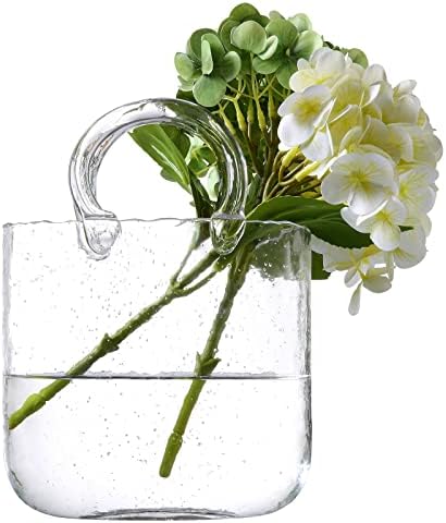 Dinyeo Purse Vase,Vintage Large Clear Glass Bag Vase for Flower Farmhouse Centerpieces Decor