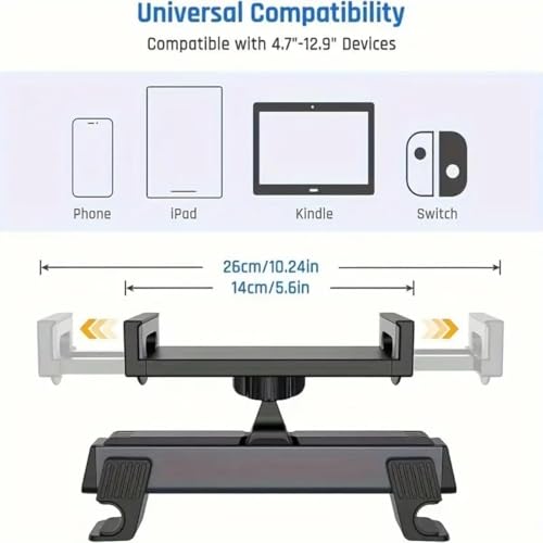 Hylley Tablet-Halterung für Kopfstütze, Verstellbare Autositz-Halterung, Universal-Tablet-Halter, Schwarz