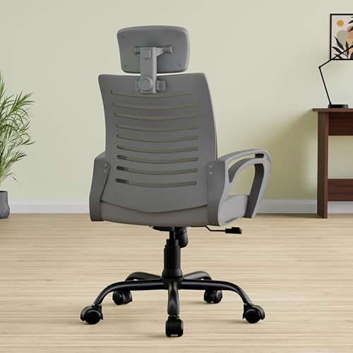 Image of beAAtho® Verona Mesh High Back Ergonomic Home Office Chair | 3-Years Limited Warranty by beAAtho, Tilting & Height Adjustable Mechanism, Heavy Duty Metal Base|Ideal for Office Work & Study (Full Grey)