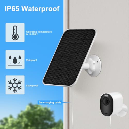 Carregador de painel solar para câmera de bateria Arlo, painel solar para Arlo Pro 5S 2K, Pro 4, Pro
