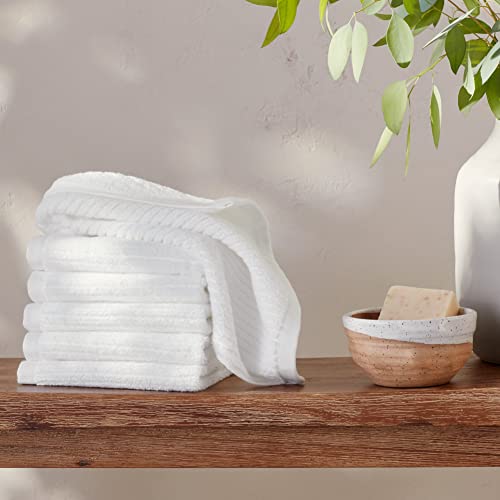 Amazon Aware 100% Organic Cotton Ribbed Bath Towels - Washcloths, 6-Pack, White #TOP3