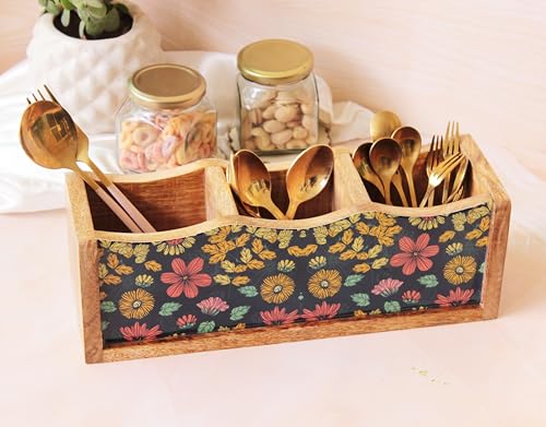 Image of Monstera Hut - Wooden Cutlery Holder| Spoon Stand For Kitchen | Utensil Holder for Kitchen Counter | Wooden Storage Organiser (30 *10*10 cm)