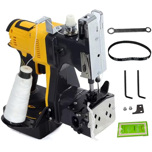 Máquina de coser inalámbrica de 21 V, funciona con pilas, cierre de bolsas industrial con corte automático de hilo para sacos de alimentación, bolsas de arroz, lona de arpillera tejida de Máquina de coser inalámbrica de 21 V, funciona con pilas, cierre de bolsas industrial con corte automático de hilo para sacos de alimentación, bolsas de arroz, lona de arpillera tejida de