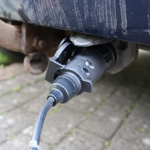 7 poliger Anhänger Stecker, 1 Pack, Hartplastik-Gehäuse, 7pin Stecker nach ISO 1724 genormt, 7 Pin Hänger Adapter 12V Systeme, Zugentlastung, 7pol Anhängerstecker für 7 pol Steckdose, 13-7 Adapter
