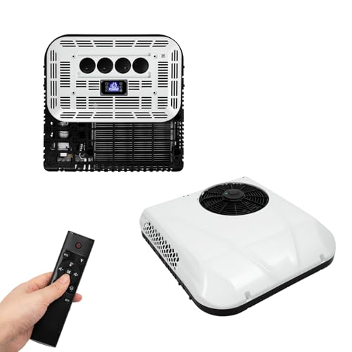 YUASDUU RV Air Conditioner, 12V Rooftop Air Conditioner for Heater and Cooling 12V RV AC Unit with Panel or Remote Control 50DB Ultra-Quiet for RVs Trucks Vans Campers Tractor