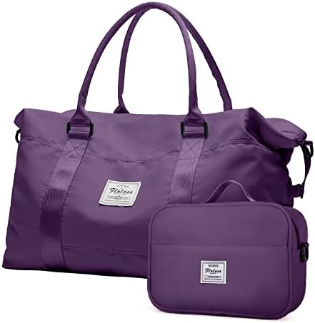 HYC00 Travel Duffel Bag, Sports Tote Gym Bag, Shoulder Weekender Overnight Bag for Women, Pink, L