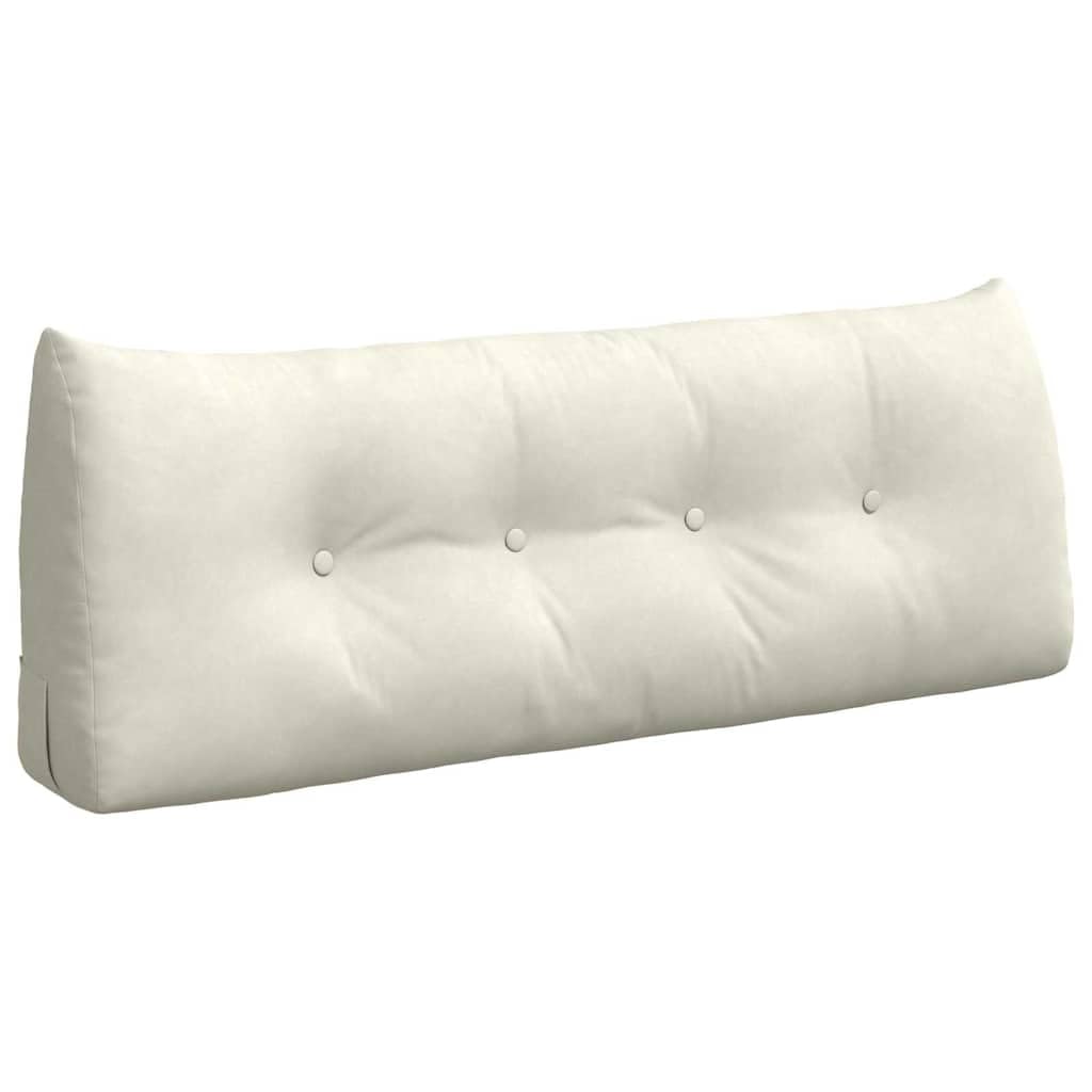 Genérico Cojín de espalda Crema 120 x 24 x 50 cm Terciopelo con Bolsillo Lateral, Cojín Ergonómico Terciopelo para Soporte Lumbar, Funda Desmontable, Relleno Poliéster, Ideal para Salón,