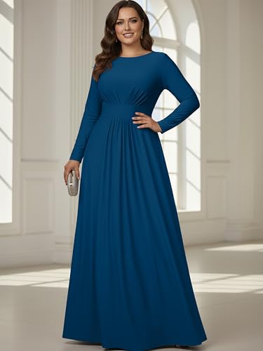 Image of KOH KOH Womens Long Sleeve Flowy Modest Elegant Evening Maxi Dress Gown