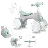 MoMi Kinderlaufrad TOBIS für Mädchen und Jungen (max. Körpergewicht 20 kg), Lauf-Vierrad mit Hupe, Leuchte, pannensicheren Kunststoffrädern und Seifenblasen-Anlage Grau