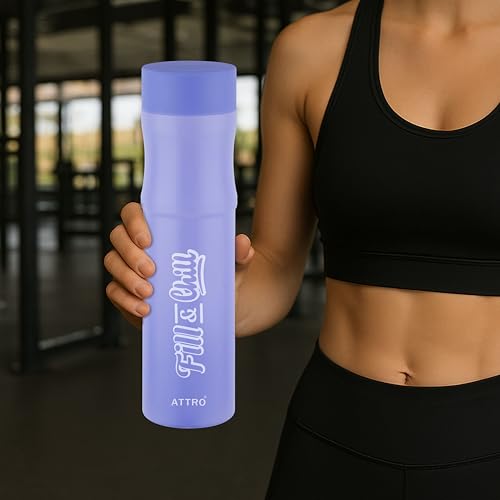 Image of ATTRO Crazy 1000ml Water Bottle - Round Plastic Fridge Bottle - Airtight, Leak-Proof, BPA-Free, Freezer Safe Durable & Lightweight - Set of 2 Violet - Ideal for Home & Office