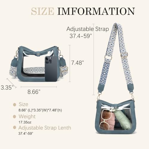 Image of LOXOMU Clear Crossbody Bags Stadium Approved, Clear Purses with Guitar Strap Clear bag for Stadium Events, Concerts