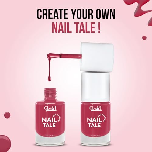 Image of Glam21 Nail Tale- Nail Lacquer|Multicolor|Quick Drying Nail Polish| Glossy Gel Finish Nail Kit | Highly Pigmented & Long Lasting | Chip Resistance|9ml Each| Pack Of 2 (Shade-33-34)